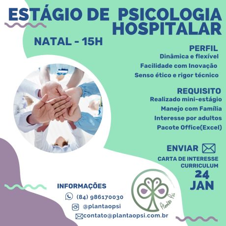 Vaga - Estágio em Pisicologia Hospitalar